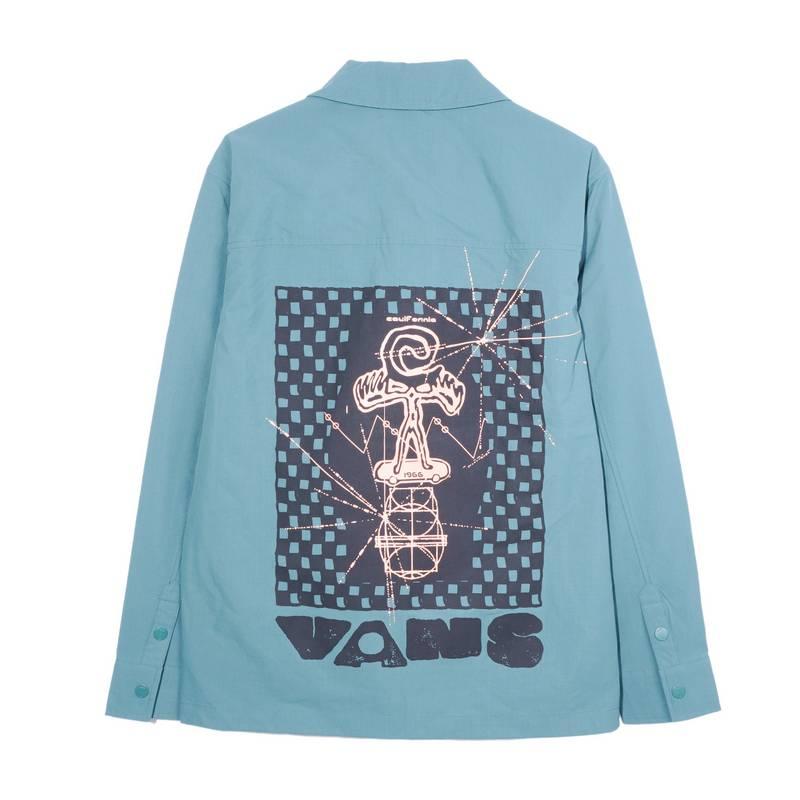 Vans Поло Повседневная рубашка с длинным рукавом с принтом Мужские рубашки Небесно-голубой VN000GNPBDX1