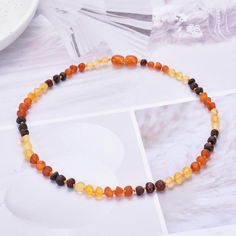 Ожерелье из Балтийского Янтаря Настоящее для Сырого Неполированного Янтаря Ожерелье для Прорезывания Зубов Детские Бусины Украшения Подвески Подарок для Мальчиков G