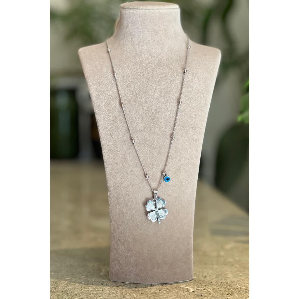 4-листный клевер, длинная стальная цепь из ячменя 316l (60см)