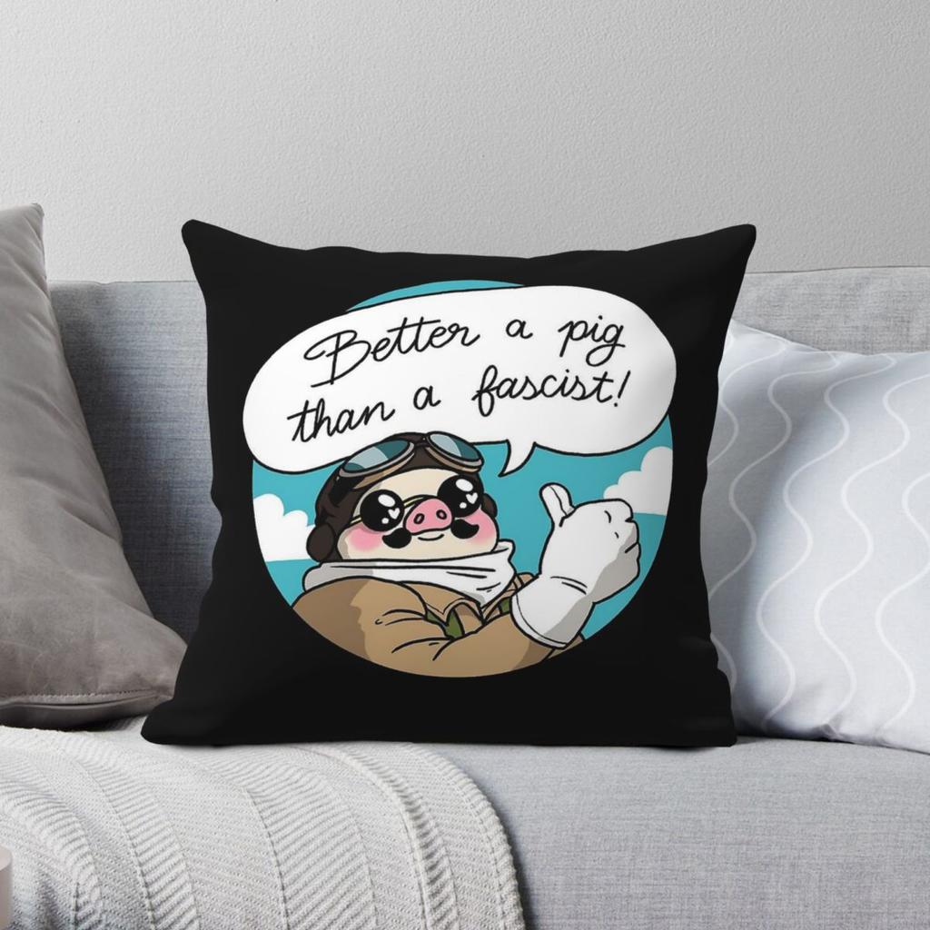Better A Pig Than A Fascist Square Pillowcase Polyester Linen Velvet Pattern Zip Decorative Pillow Case Bed Cushion Cover x