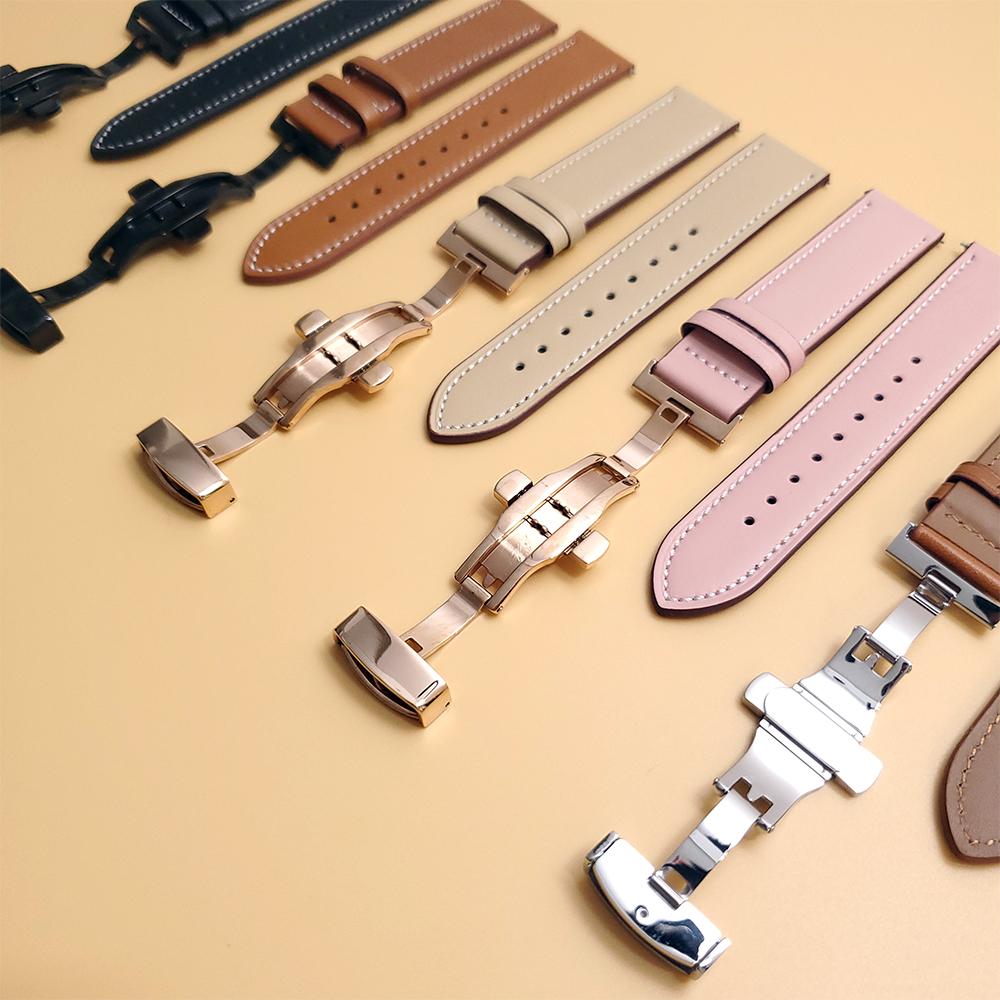 Кожаный ремешок с бабочкой для Google Pixel Watch Band Pixel Watch Ремешки для часов Браслет С адаптером (Серебристый/Черный/Розовое золото)