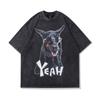 Hip Hop Gangster Washed Half-Sleeved T-Shirt Men'S European And American High Street Vintage Retro Loose Short-Sleeved Tee