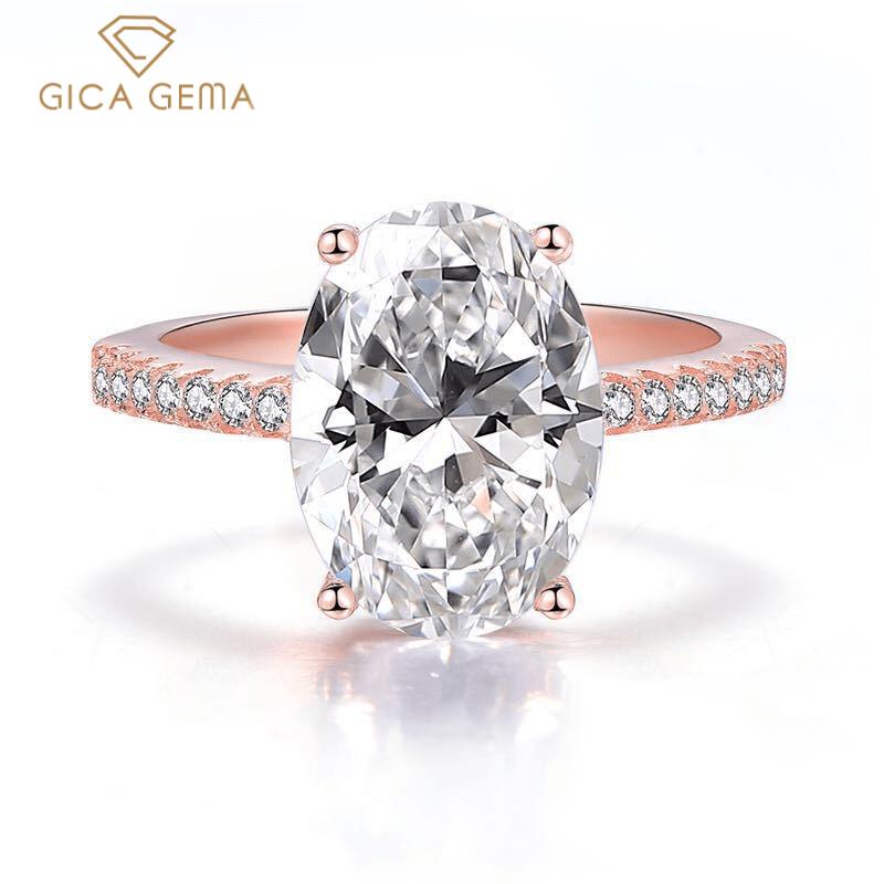 Gica Gema Oval Rings For Women Girl 925 Sterling Silver 9*13mm Rose Pink White Zircon Wedding Engagement Anniversary Jewerly Gift