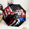 Liberty Statue With American Flag Automatic Folding Umbrella - 8-Rib Travel Umbrella with Auto Portable Case, Ideal Gift for Birthdays