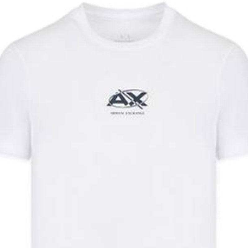 Armani Exchange Мужская футболка с коротким рукавом и круглым вырезом, однотонная, с логотипом, коллекция Весна/Лето 23, Топы 3RZTKD-ZJA5Z-1100