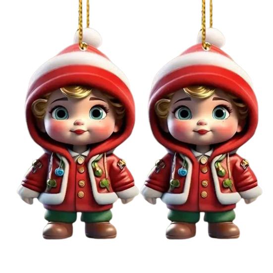 1 пара подвесок с мультяшными фигурками, легко подвешиваются, акриловые рождественские украшения, красочные, многоразовые