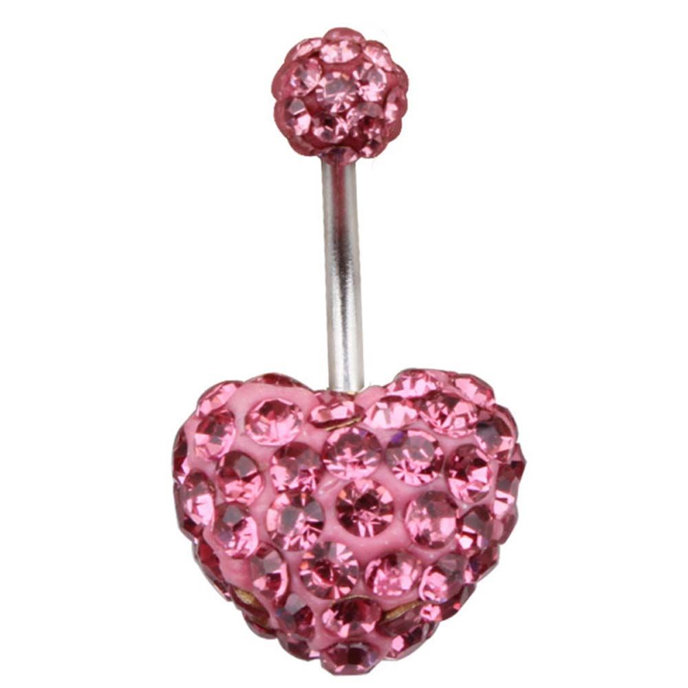 Heart-shaped Crystal Stainless Steel Umbilical Ring Navel Piercing Body Piercing Belly Button Rings