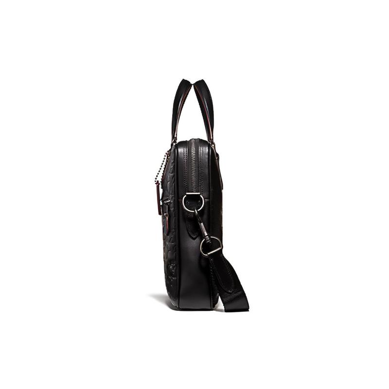 Coach Hudson 36 тисненый логотип печать коровья кожа портативный портфель сумка через плечо мужская черная