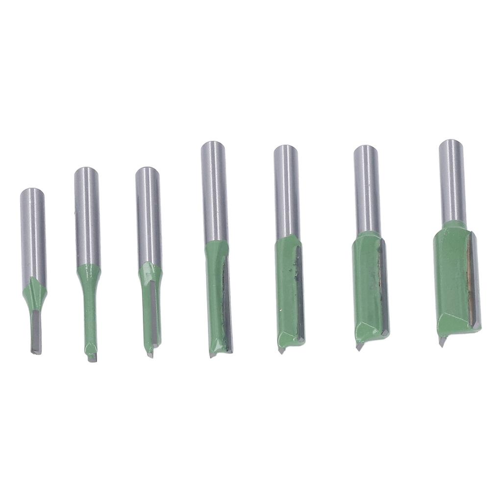 Набор из 7 прямых фрез с круглым хвостовиком, набор инструментов для фрезерования по дереву