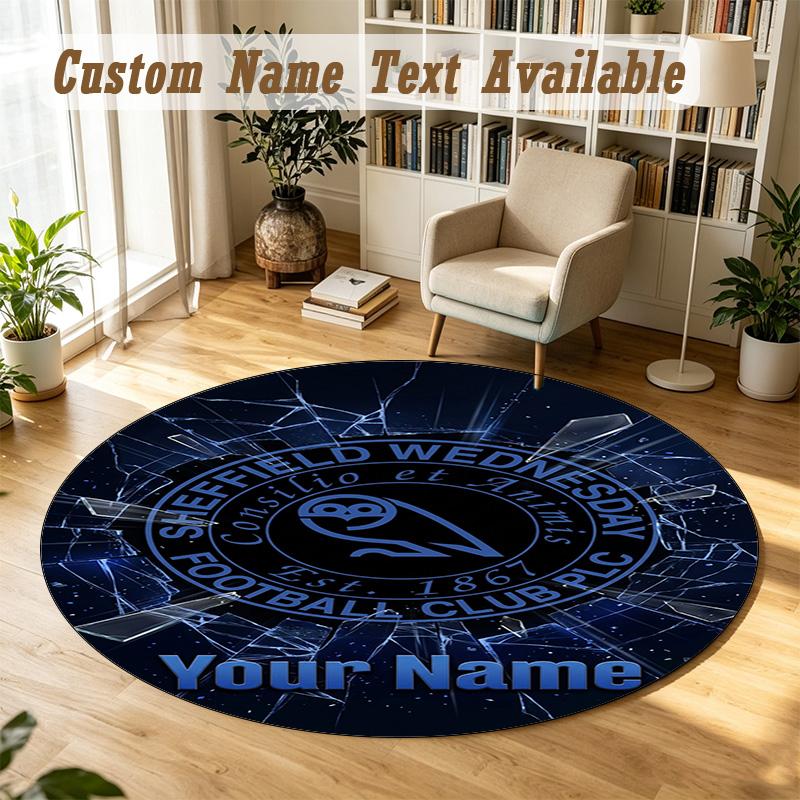 Round Rug Custom NameSheffield Wednesday FC Pattern Non Slip Carpet Home Floor Decor