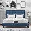 1 Set Upholstered Bed Elegant Lines Comfy Sleep Slatted Frame Pure Color Mattress Bed for