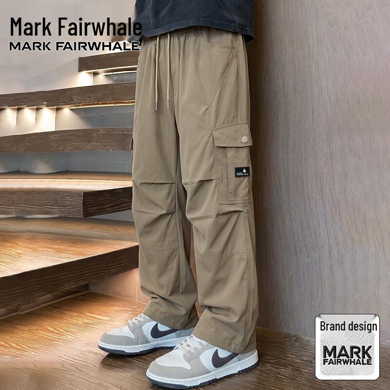 Mark Fairwhale Men's Summer Ice Silk Quick-Dry Loose Straight Leg Techwear Cargo Pants