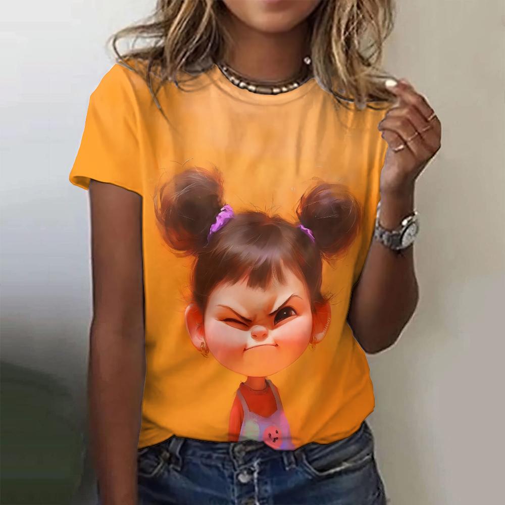 Летняя женская футболка с рисунком аниме-девушки, повседневный свитер с коротким рукавом, модная уличная одежда, милая женская футболка