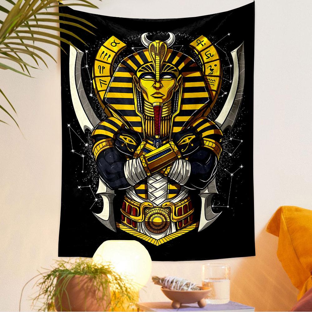 Pharaoh Totem Tapestry Wall Hanging, Ancient Egypt Mystic Art, Egyptian Wall Decor for Bedroom Living Room Dorm
