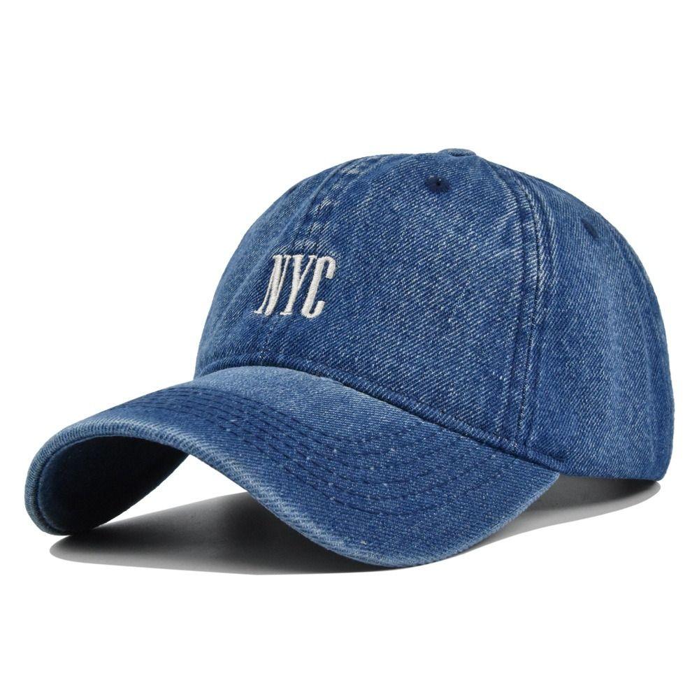 Distressed Denim Cap Adjustable Streetwear Hat Fashion NYC Embroidery Baseball Caps Unisex