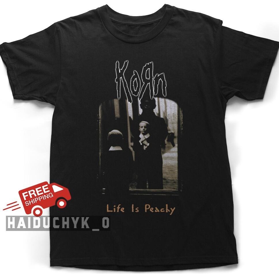 Korn Shirt Life Is Peachy Cotton Unisex Black T-shirt - Free Shipping Unisex T-Shirt