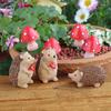 7 Pcs Miniature Hedgehog Mushroom Sculpture Resin Mini Hedgehog And Mushroom Figurine Fairy Garden Supplies for Moss Micro-landscape Decoration