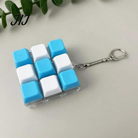 9-in-1 Fidget Keyboard 9-Keys Toy, LED Light-up Keychain Nine Button Clicking Toy for Stress Relief, 9-In-1 Mechanical Backpack Charm Pocket Size