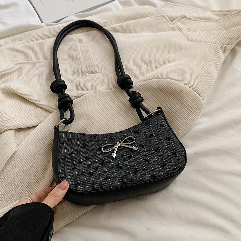 Популярная сумка-мешок с бантом в горошек, модная простая сумка через плечо, французская нишевая универсальная сумка через плечо