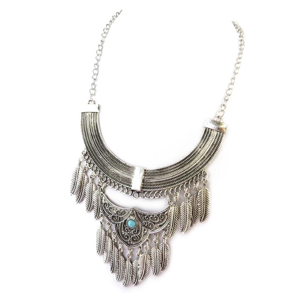 Les Trésors De Lily [N7307] - Antiqued Silver Turquoise 'Navajos' Designer Necklace