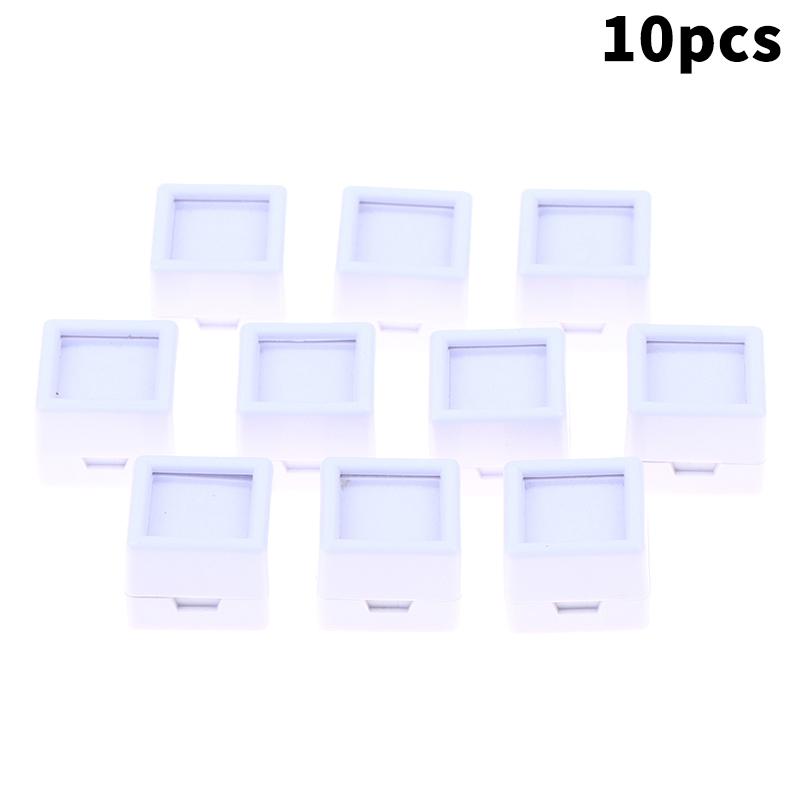 New 10Pcs Diamond Jewelry Organizer Gems Packaging Box DIY Disamond Ring Jewllery Case 2CM Gemstone Zirconia Gift Display Box
