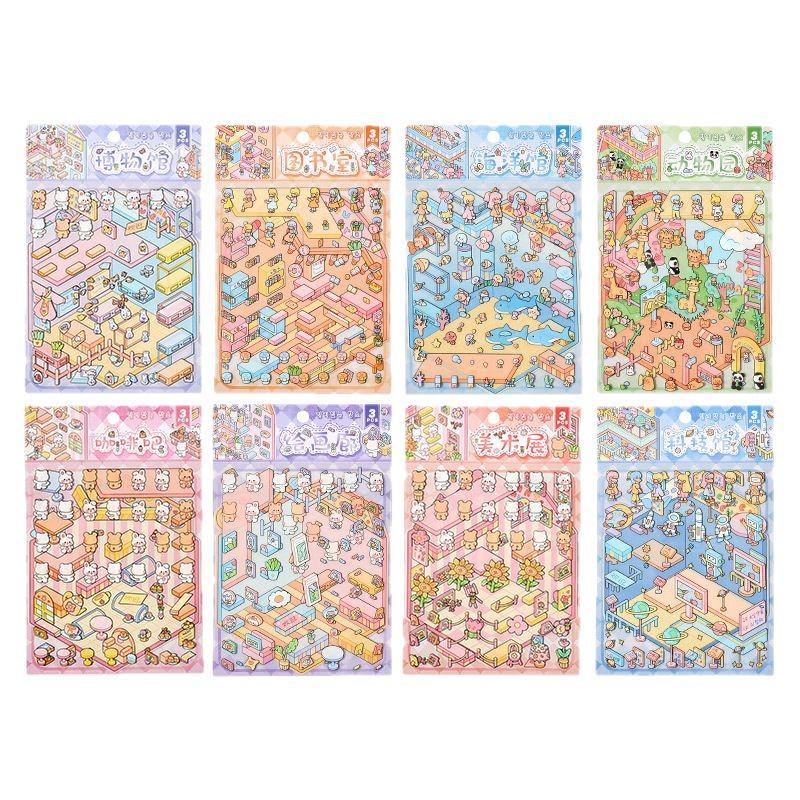 Popular Cartoon Scenery 3D DIY Stickers for Kids