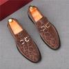 New Men's Leopard Pattern Suede Leather Flats Shoes Male Designer Metal Buckle Loafter Homecoming Wedding Dress Footwear