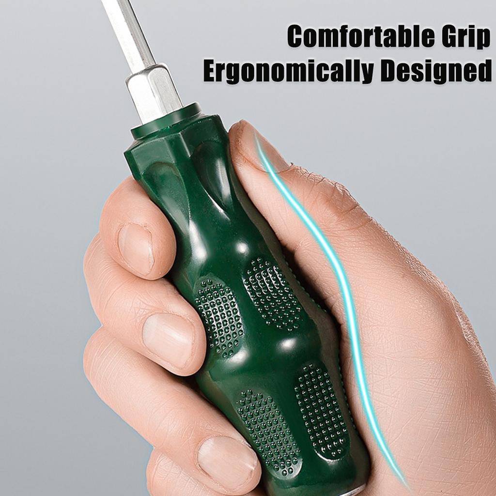 Magnetic Screwdriver One Character and Phillips Made In China, Cushion Grip, Suitable for Household use,Green