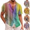 Summer New Men's Printed Slim Fit Shirt Large Fashion Casual Short Sleeve Shirt Men