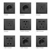 Hot Selling Luxury Metal Stainless Steel Alloy Brushed Coffee Color Wall Switch Eu FR UK Socket Reset Button Switch Electrical
