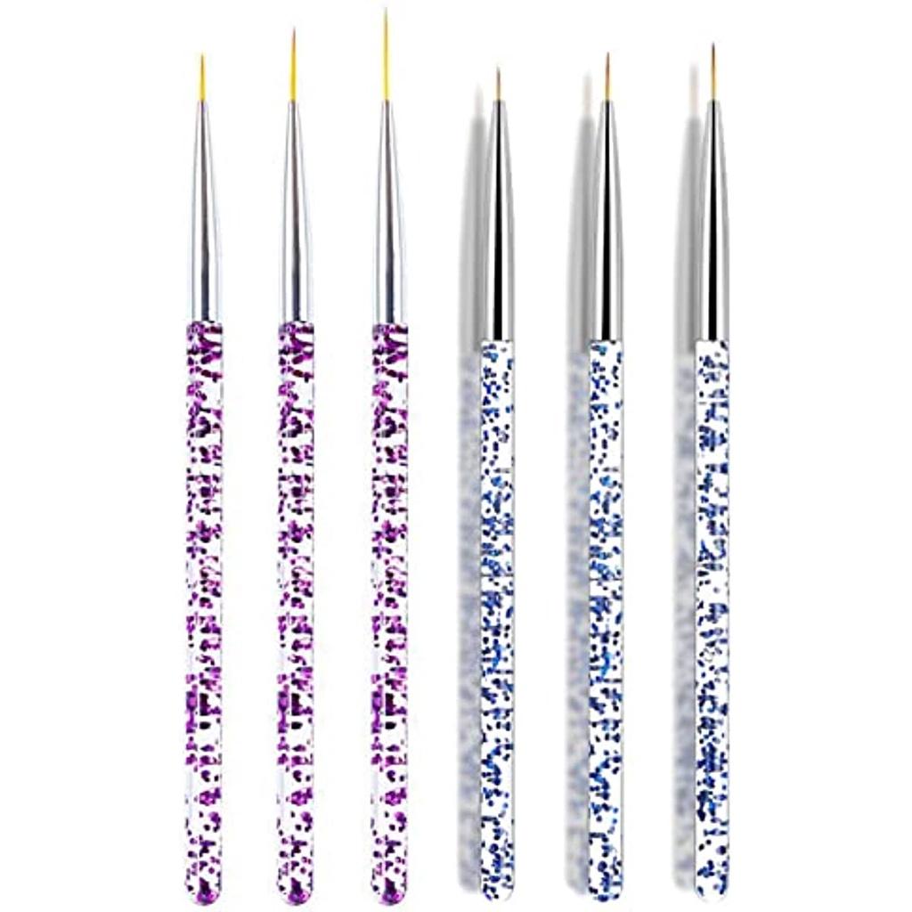 6 Pcs Nail Detail Brush Professional Paint Brush Nail Detail Brush Nail Set for DIY Nail Art Designs Purple Blue