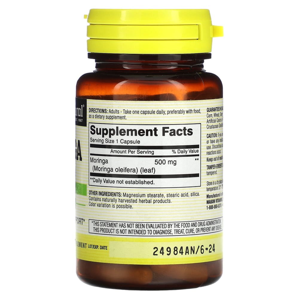 Mason Natural Herbal Moringa 500mg, 60 Capsules