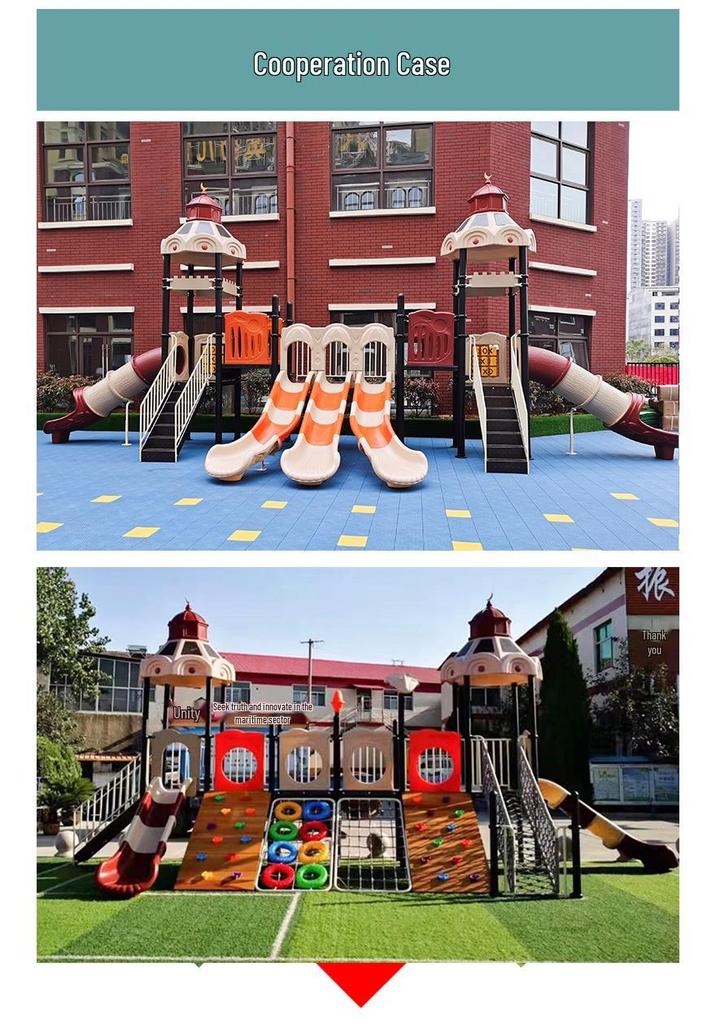 Indoor and Outdoor Playground Swing Set with Slide and Climbing Features for Kindergarten