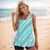 Women's Swimwear Tankini 2 Piece Swimsuit Blue Stripes Print Vacation Bathing Suits