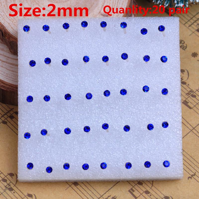 Модные разноцветные серьги для девочек, 20 пар в упаковке, серьги-гвоздики со стразами, модные милые женские серьги-гвоздики с кристаллами