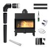 Каминная вставка KRATKI FLOKI 10кВт Ø200 черная ЭКО комплект дымохода и вентиляции