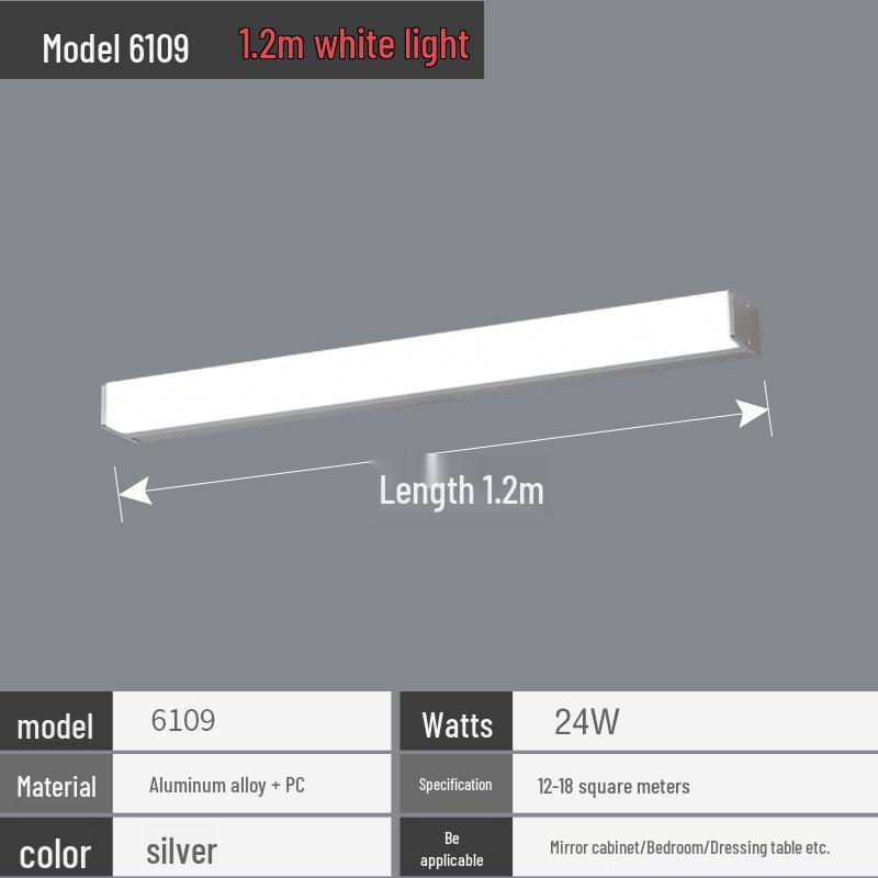 LED Waterproof Anti-Fog Bathroom Mirror Light - Modern, Punch-Free, Long Strip Design for Makeup Mirror or Cabinet Lighting
