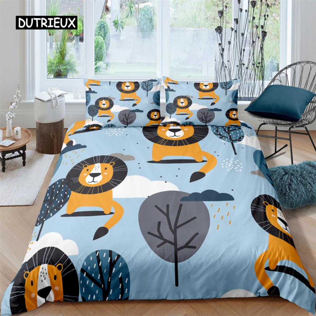 Скандинавский пододеяльник Кинг Квин Без простыни Мультяшный животный постельный комплект Детское одеяло 2/3 шт. Полиэстер Чехол для одеяла