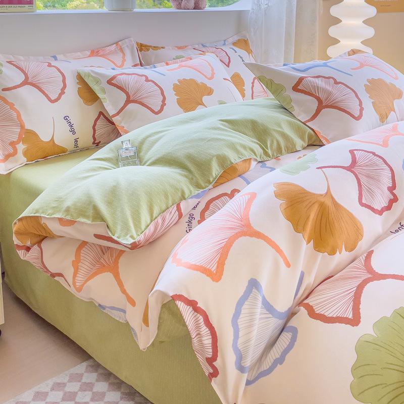 Приятный для кожи хлопковый комплект из четырех частей, простыня из трех частей, пододеяльник, постельное белье