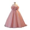 Flower Girl Princess Dress For Weddings Summer Kid Formal Bow Long Gown For School Evening Party Children New Year Cloth LP662