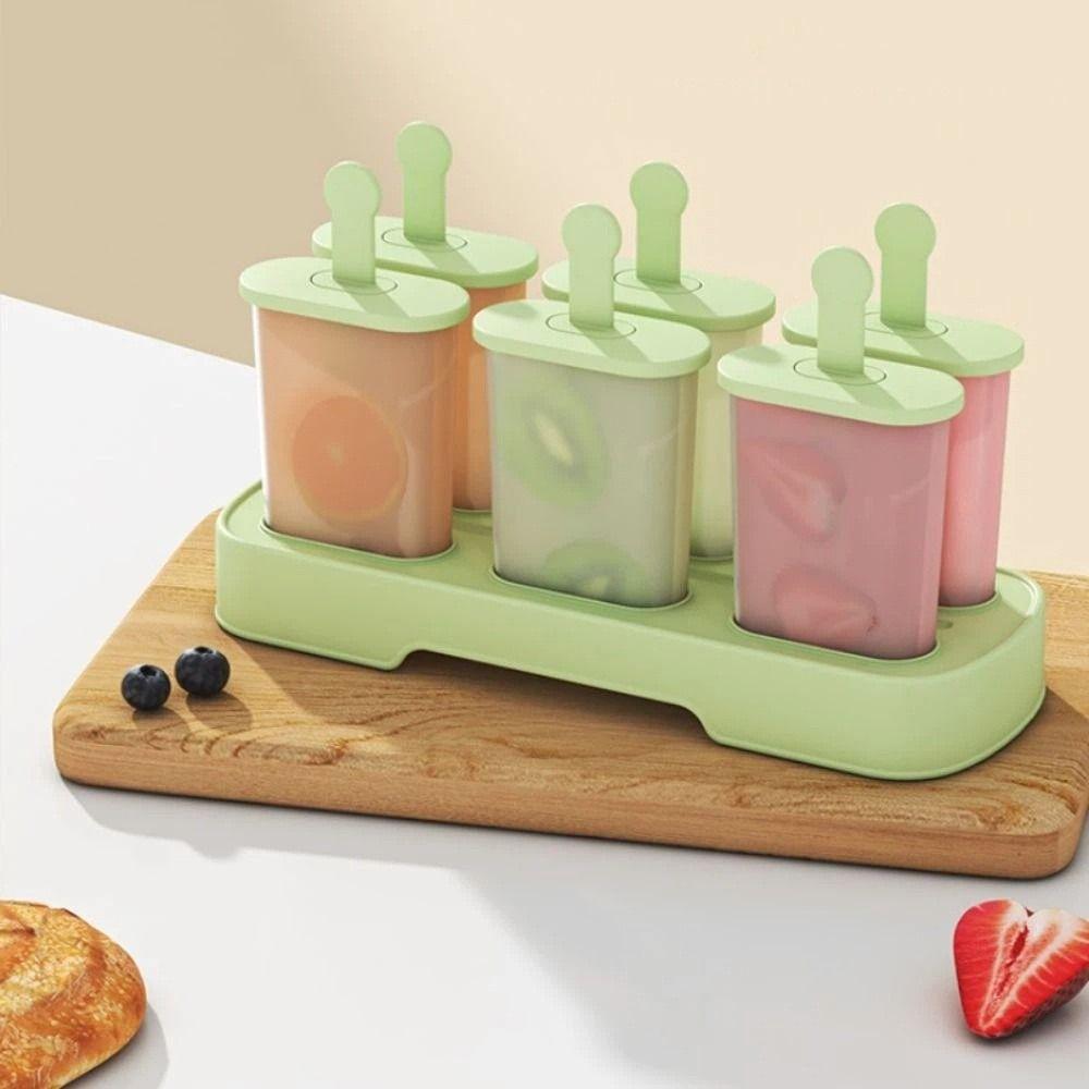 Многоразовая форма для мороженого и эскимо DIY Креативный дизайн Домашний морозильник Легкое извлечение Пластиковая палочка Форма для эскимо Кубическая форма