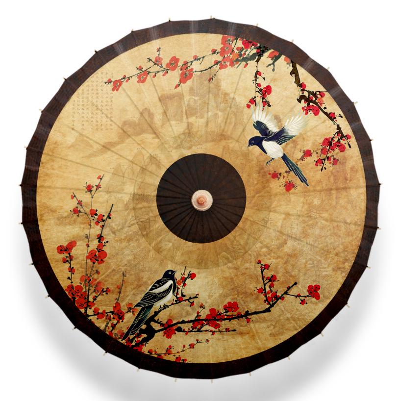 Зонт в старинном стиле, ручная работа, ретро - Для дождя и солнца, бамбук, нематериальное культурное наследие, китайский дизайн, водонепроницаемая промасленная бумага.