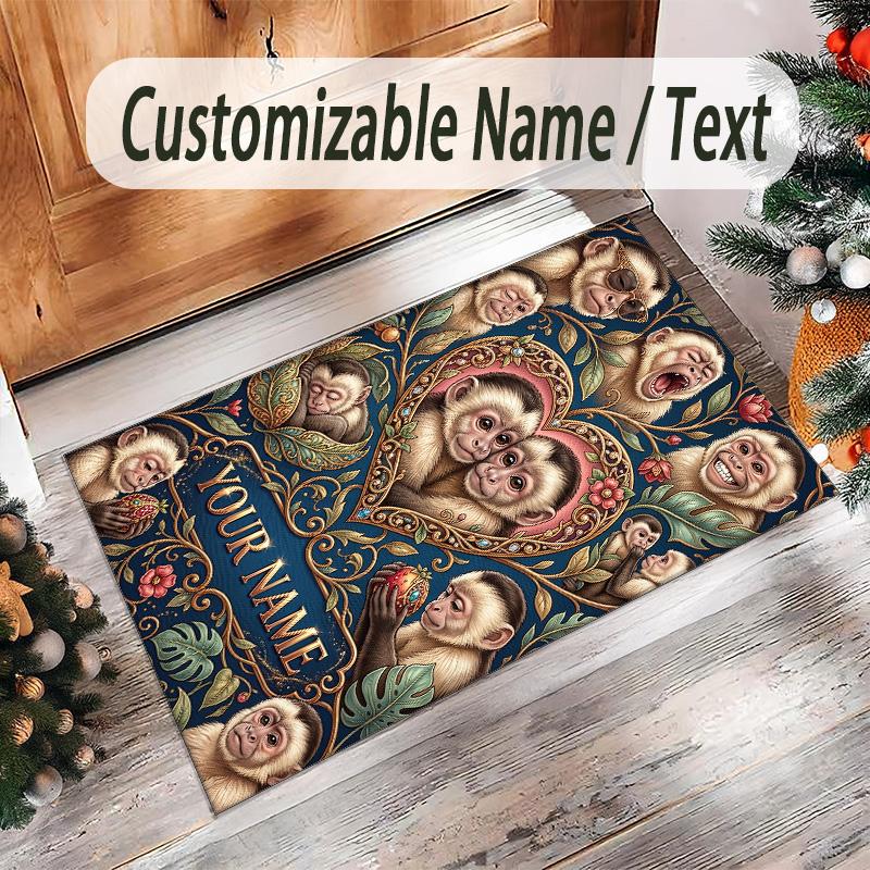 Valentine Love Theme Crystal Velvet Rug Personalized Custom Name Text Soft Floor Mat Home Decor