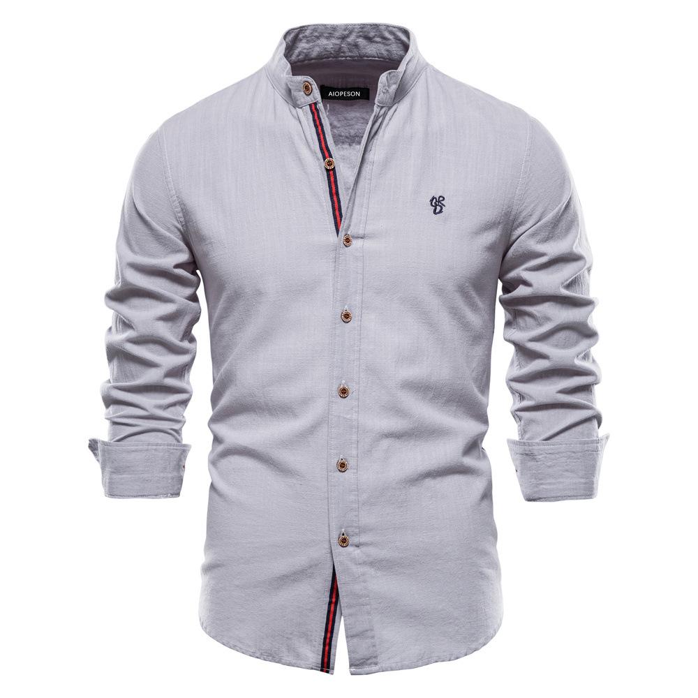 S1120520 Long-sleeved Shirts Cotton Linen Men's Tops