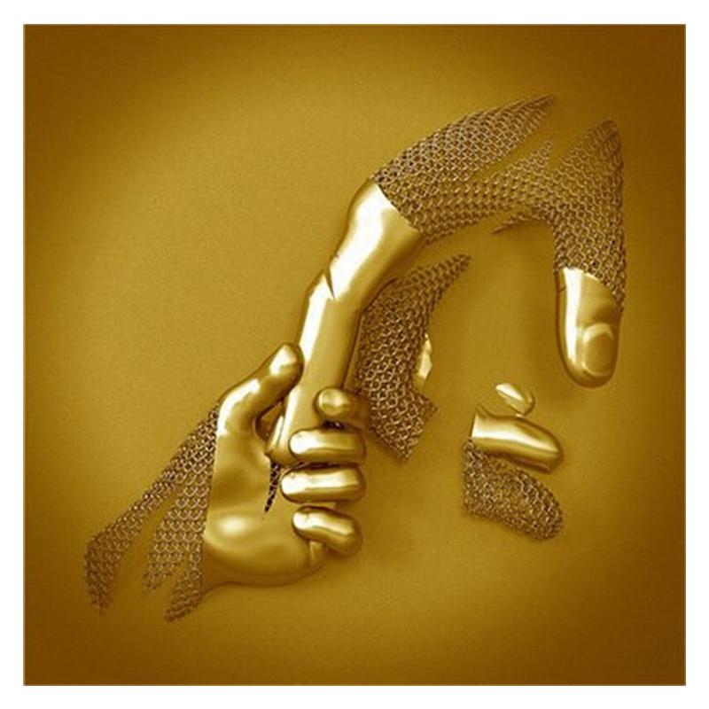 3D Visual Gold Silver Metal Figure Art Statue Canvas Painting Romantic Abstract Posters and Prints Wall Pictures Modern Home Decor for Living Room