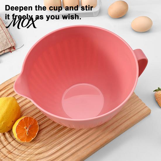 Non-slip Base Prep Bowl for Kitchen Batter with Pour Spout And Handle, Large Plastic Mixing Lightweight Daily Use Non-Slip Base, Baking, Cooking,