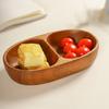 Solid Wood Snack Tray Fine Craftsmanship Smooth Surface Dual Grids Boat Shape Multi-Functional Organizer Wooden Serving Tray