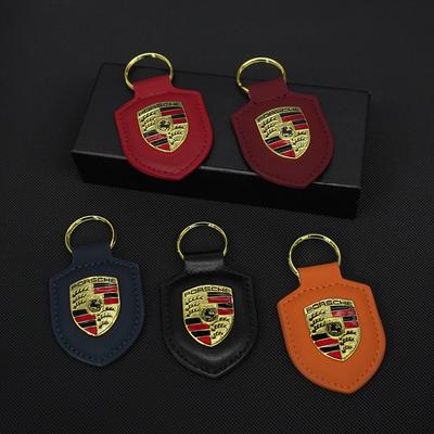 Кожаный брелок для ключей автомобиля Щит Тип 3D Эмблема Кольцо для ключей Для Porsche Cayenne Taycan 911 718 Panamera Macan Carrera-GT 928 944 968 944