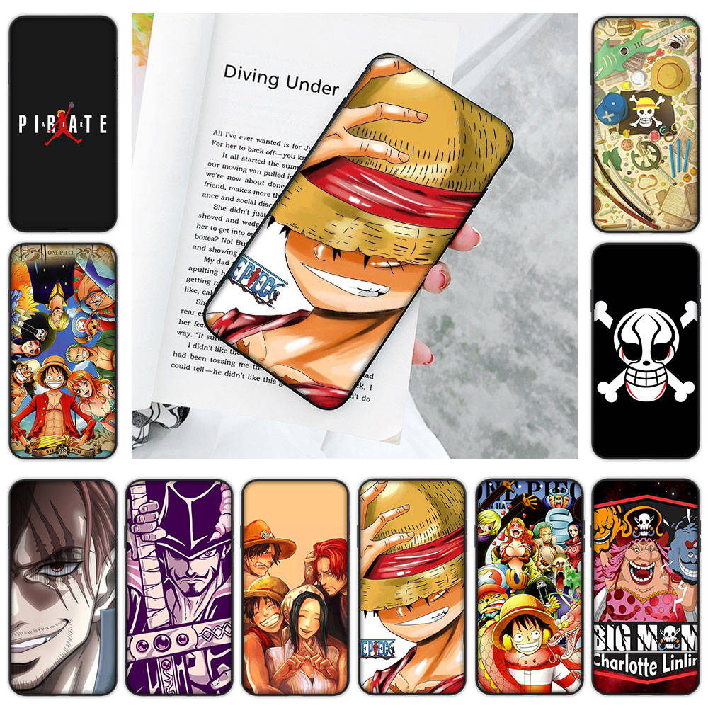 JW59 One Piece аниме черный мягкий чехол для Samsung Note 20 Lite S24 Ultra S23 A03 A05 A06 A11 A71 A15 A16 A13 A24 A25 A33 A52 A53 A50 M55 M35 Plus