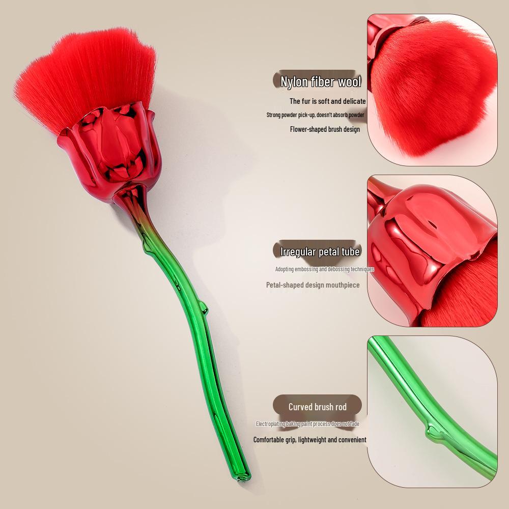 Кисть для удаления пыли с ногтей «Роза» с мягкой щетиной - Доступно несколько цветов